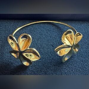 Gold Floral Open Cuff Bracelet